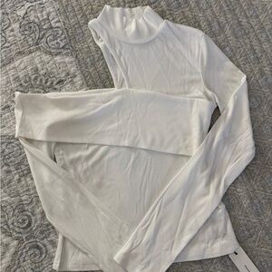 Commense White Ribbed Long Sleeve Top